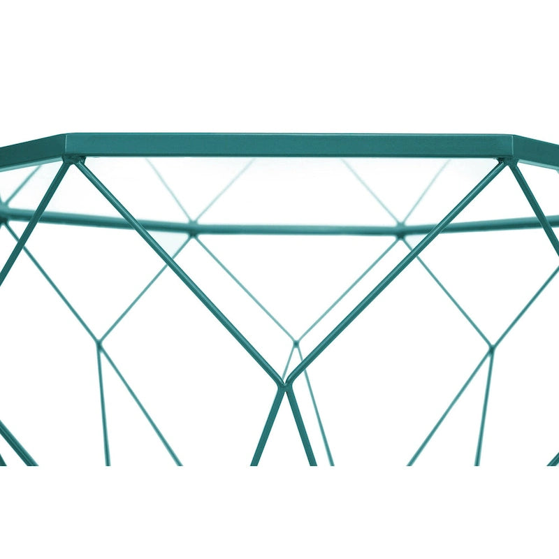 29 Modern Octagon Center Coffee Table with Tempered Glass Table top & Sturdy Metal Geometric Base for Living Room Office
