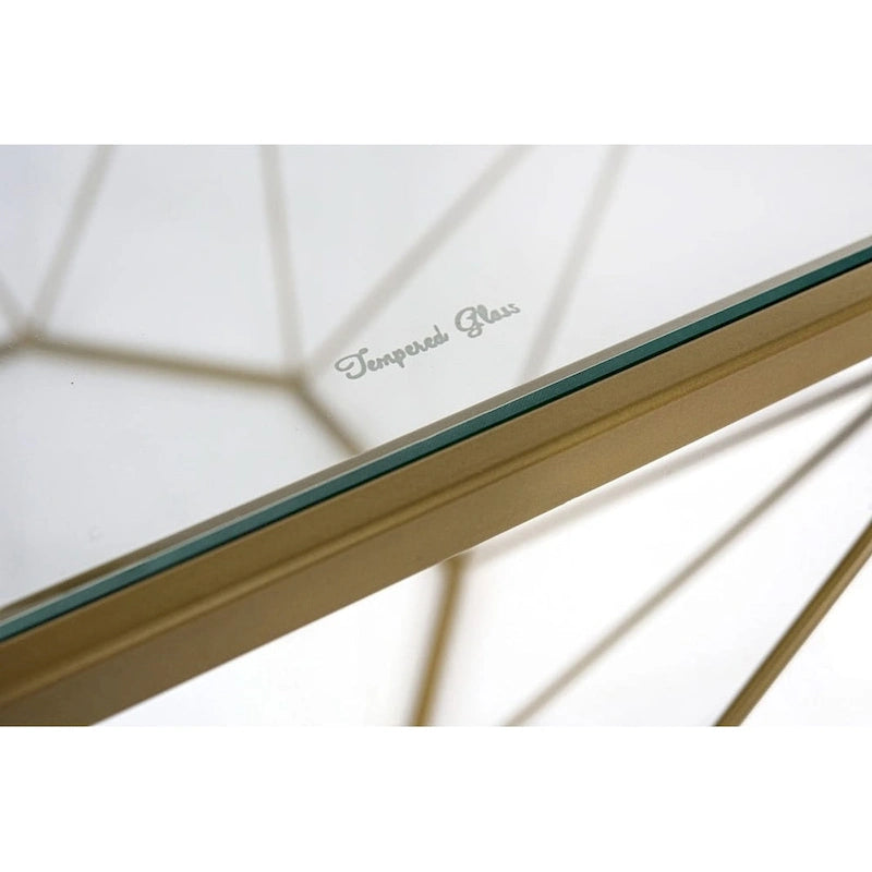 29 Modern Octagon Center Coffee Table with Tempered Glass Table top & Sturdy Metal Geometric Base for Living Room Office