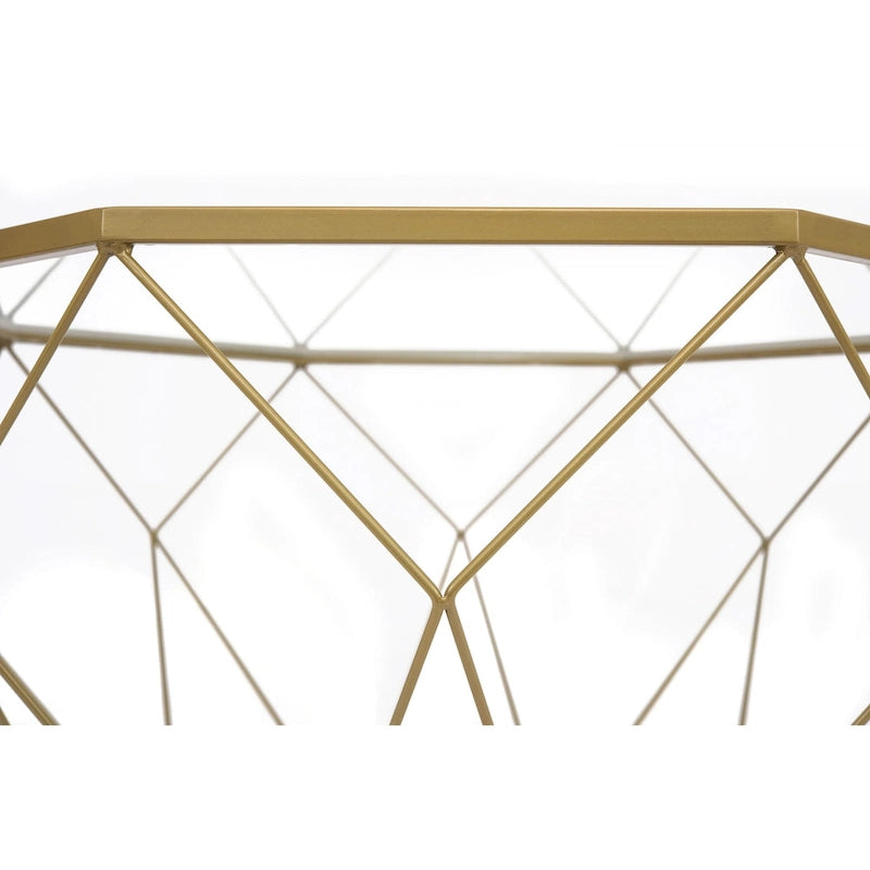 29 Modern Octagon Center Coffee Table with Tempered Glass Table top & Sturdy Metal Geometric Base for Living Room Office