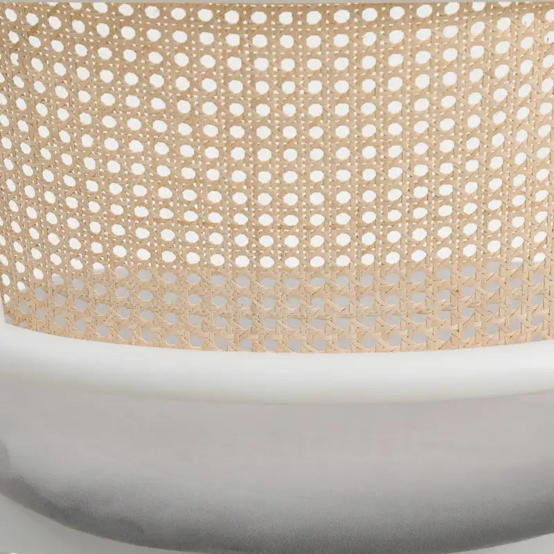 Modern Stylish Side Chair with Rattan Back and White Steel Legs for Dining Room & Kitchen