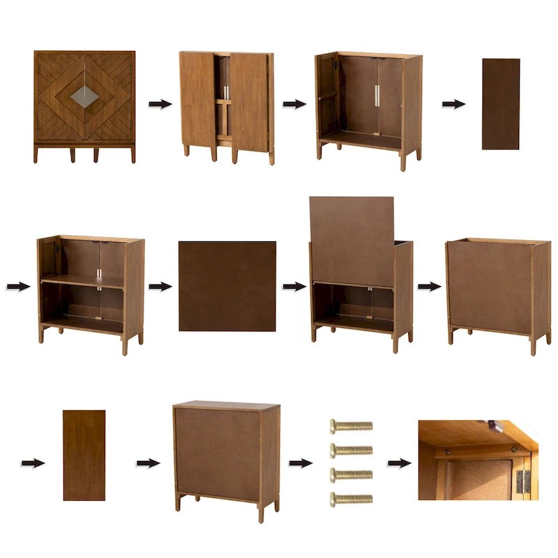 Farmhouse Storage Dresser Accent Sideboard Wood Buffet Cabinet with 2-Door for Living Room, Hallway, Bedroom, Dining Room