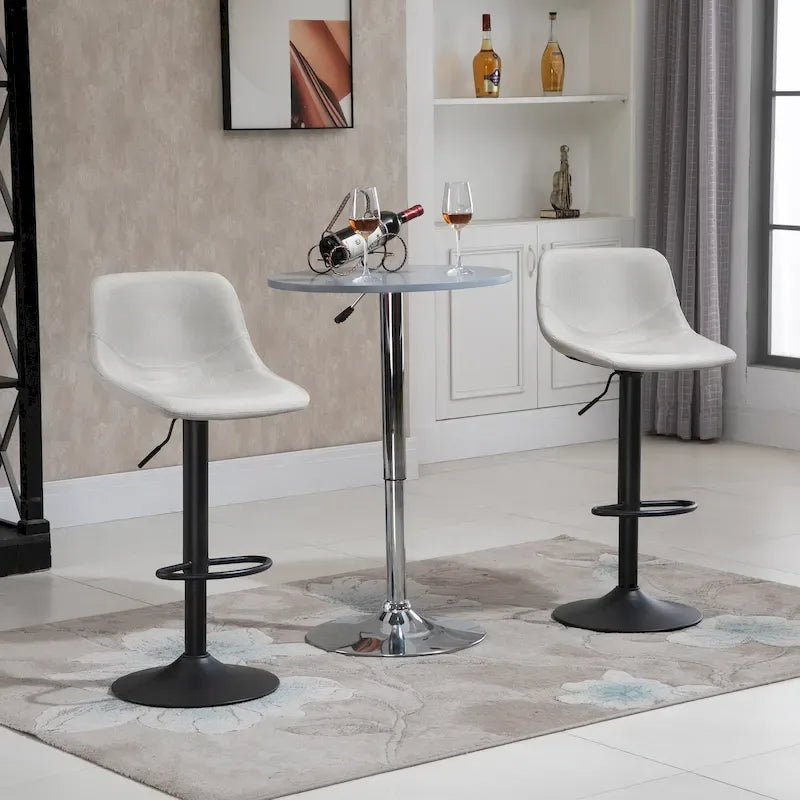 Swivel Bar Stools Set of 2 Bar Chairs Adjustable Height Barstools Padded with Back for Kitchen, Counter, and Home Bar