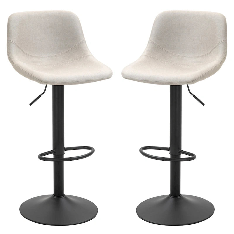 Swivel Bar Stools Set of 2 Bar Chairs Adjustable Height Barstools Padded with Back for Kitchen, Counter, and Home Bar
