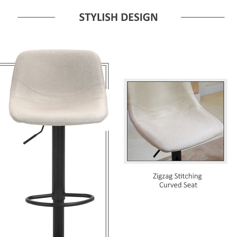 Swivel Bar Stools Set of 2 Bar Chairs Adjustable Height Barstools Padded with Back for Kitchen, Counter, and Home Bar
