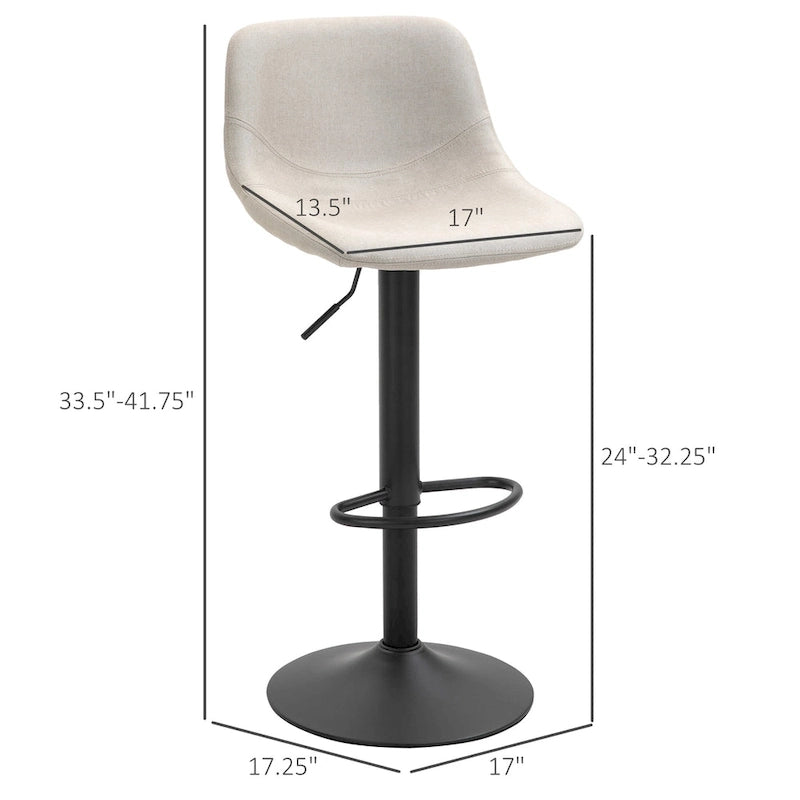Swivel Bar Stools Set of 2 Bar Chairs Adjustable Height Barstools Padded with Back for Kitchen, Counter, and Home Bar
