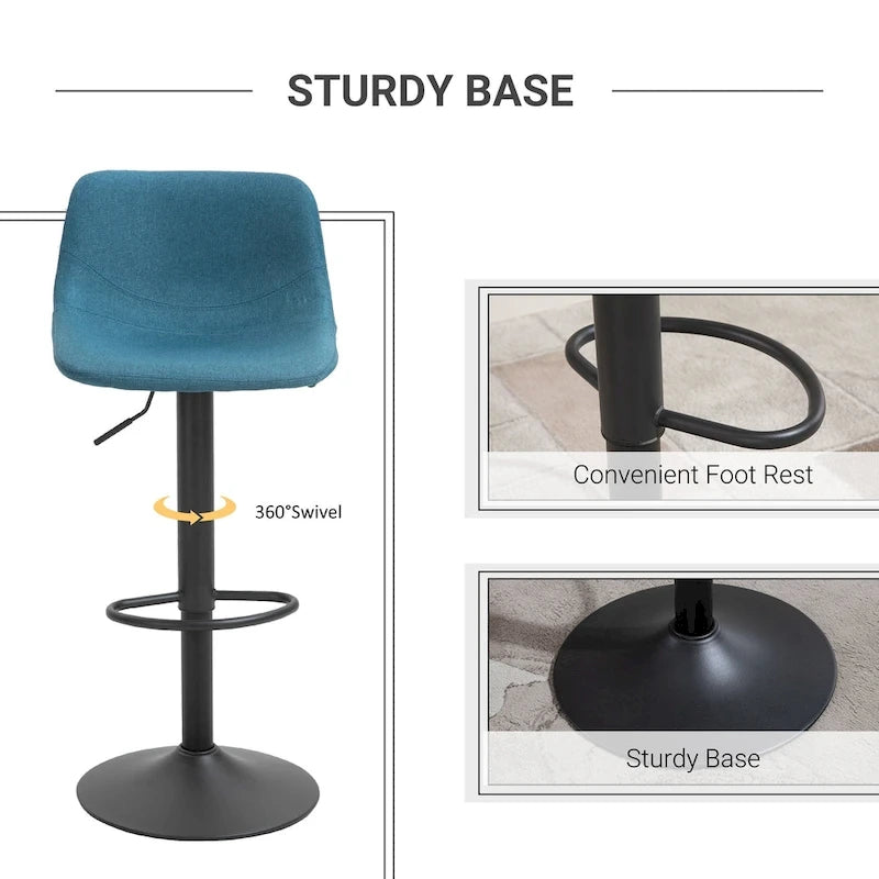 Swivel Bar Stools Set of 2 Bar Chairs Adjustable Height Barstools Padded with Back for Kitchen, Counter, and Home Bar