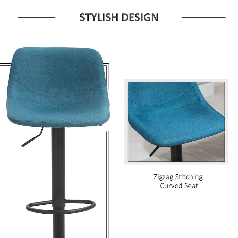 Swivel Bar Stools Set of 2 Bar Chairs Adjustable Height Barstools Padded with Back for Kitchen, Counter, and Home Bar