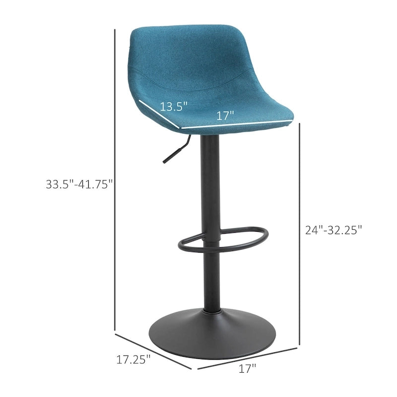 Swivel Bar Stools Set of 2 Bar Chairs Adjustable Height Barstools Padded with Back for Kitchen, Counter, and Home Bar