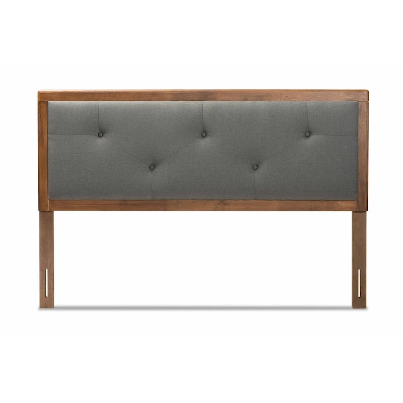 Modern and Contemporary Fabric and Wood Headboard Dark Grey