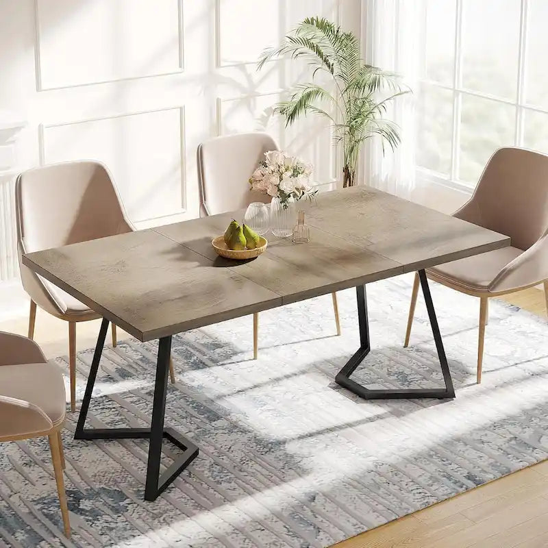 Modern Dining Table, White Faux Marble Small Kitchen Table for Family