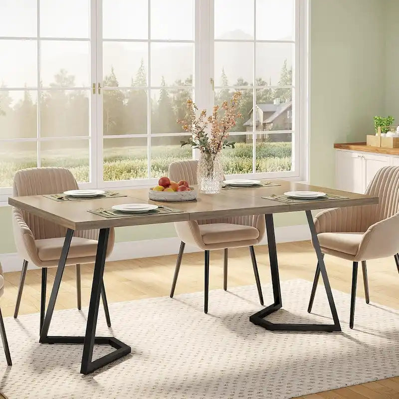 Modern Dining Table, White Faux Marble Small Kitchen Table for Family