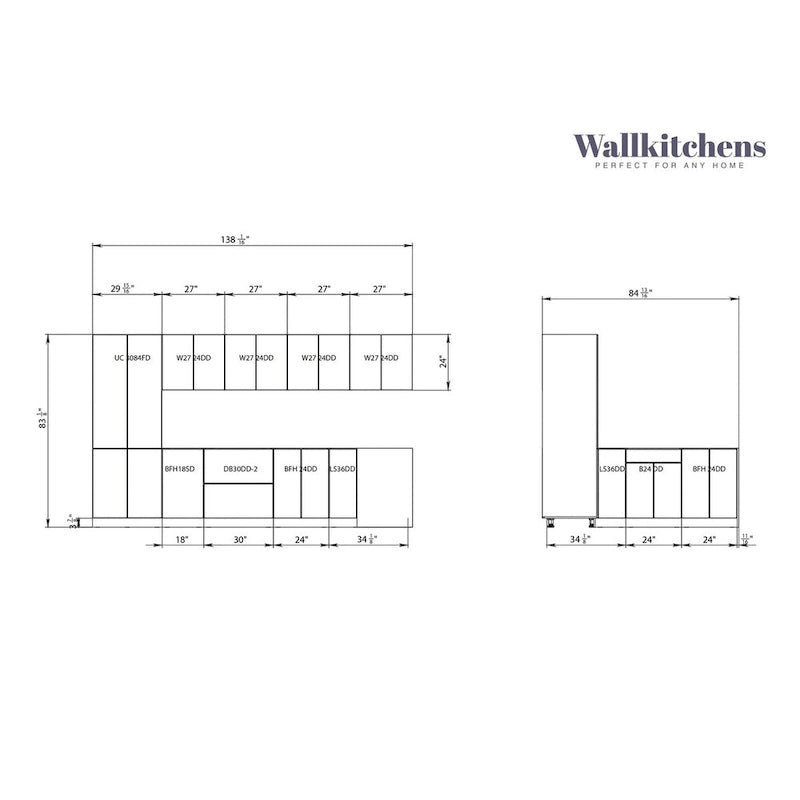 Kitchen Collection White Matte Color Base Size 11Ft Wide - 138x85