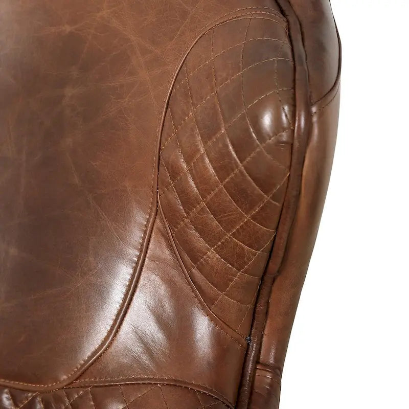 Top Grain Leather Wing Chair, Brown - W31xD34.5xH33.5