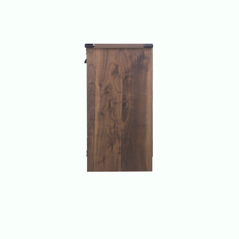 Contemporary Dark Walnut Wood Four-Door Credenza File Cabinet