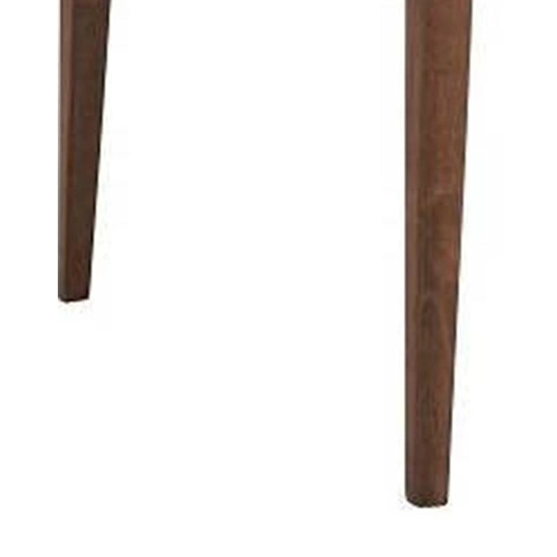 63 Inch Dining Table, Marble Grain Faux Stone Top, Walnut Brown Wood