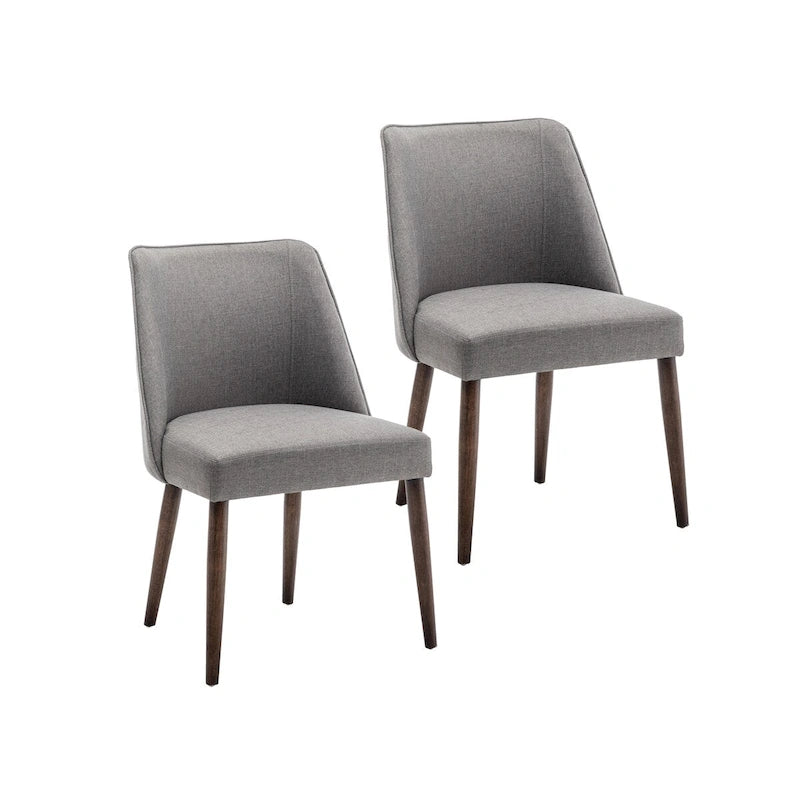 Fabric Dining Chairs with Wooden Legs, Set of 2