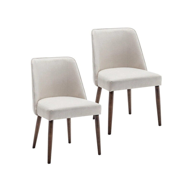 Fabric Dining Chairs with Wooden Legs, Set of 2