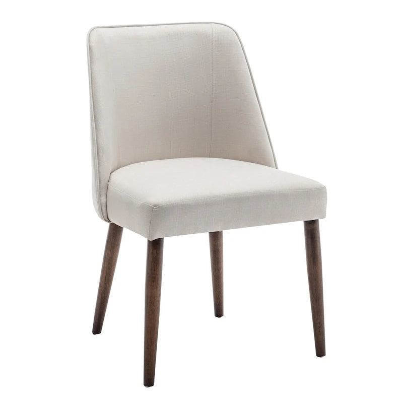 Fabric Dining Chairs with Wooden Legs, Set of 2
