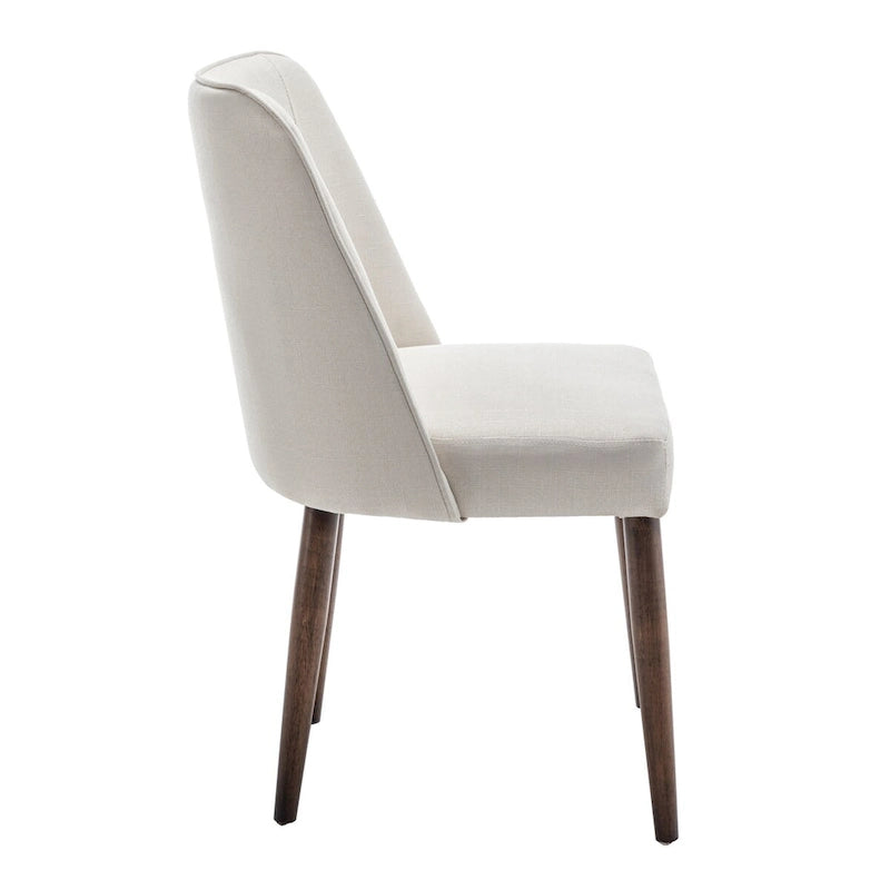 Fabric Dining Chairs with Wooden Legs, Set of 2