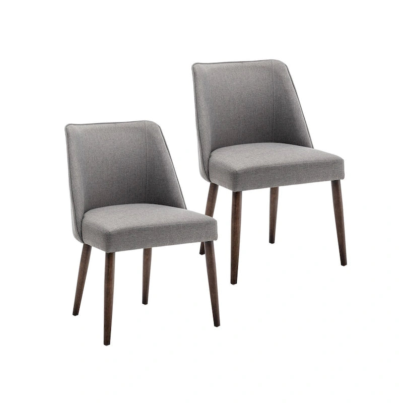 Fabric Dining Chairs with Wooden Legs, Set of 2