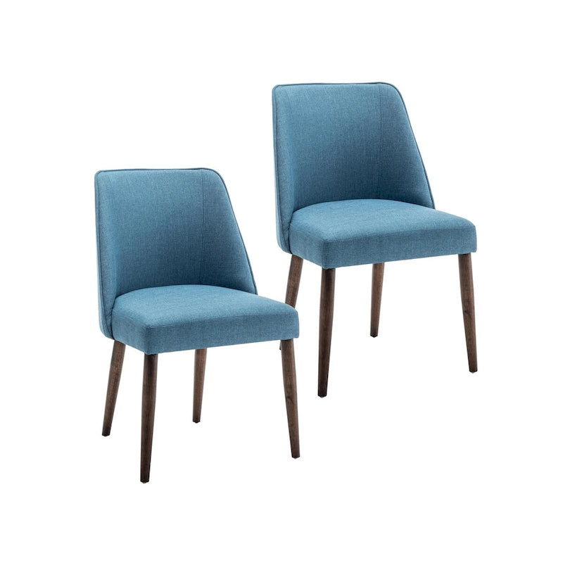 Fabric Dining Chairs with Wooden Legs, Set of 2