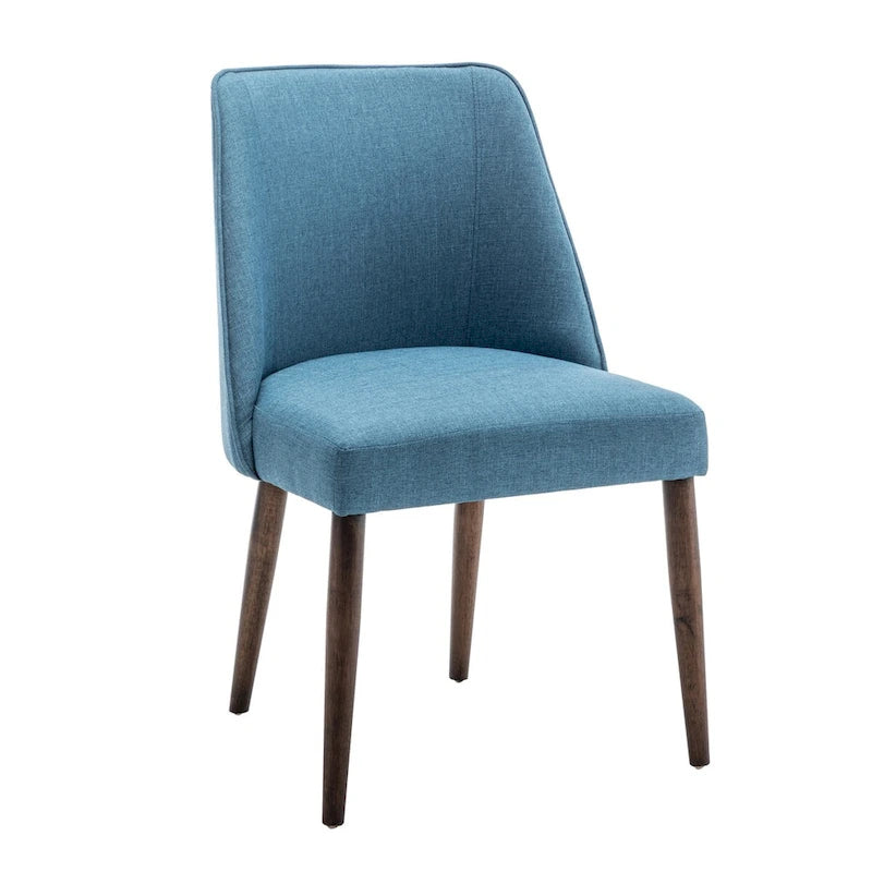 Fabric Dining Chairs with Wooden Legs, Set of 2