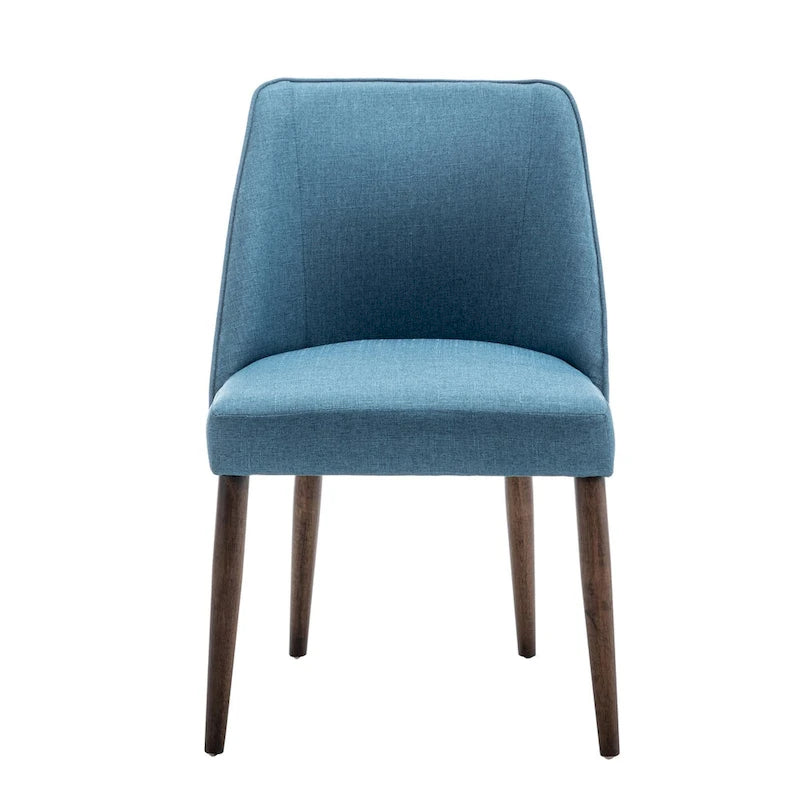 Fabric Dining Chairs with Wooden Legs, Set of 2