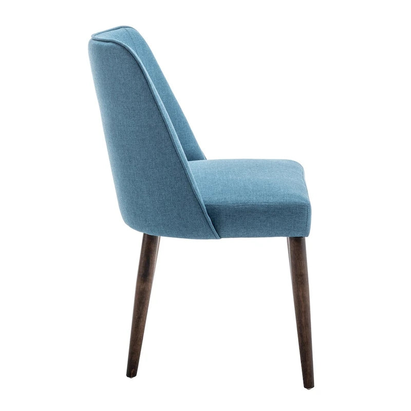 Fabric Dining Chairs with Wooden Legs, Set of 2