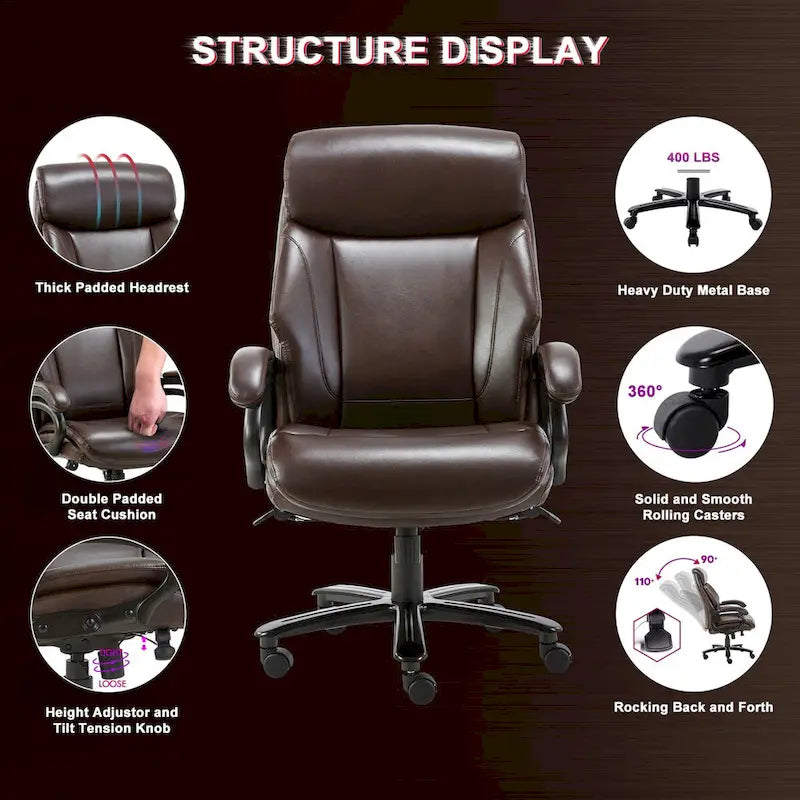 High Back Big & Tall 400lb Ergonomic Executive Office Chair