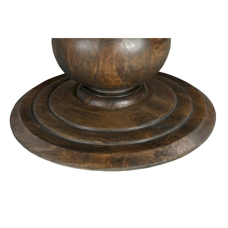 60 Round Solid Wood Pedestal Dining Table - Beige