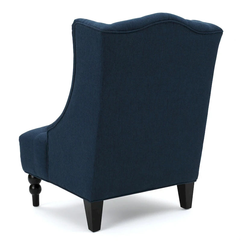 Contemporary Design Upholstered Wingback Chair, Hi-back Club Chair with Wood Legs