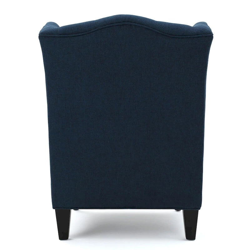Contemporary Design Upholstered Wingback Chair, Hi-back Club Chair with Wood Legs