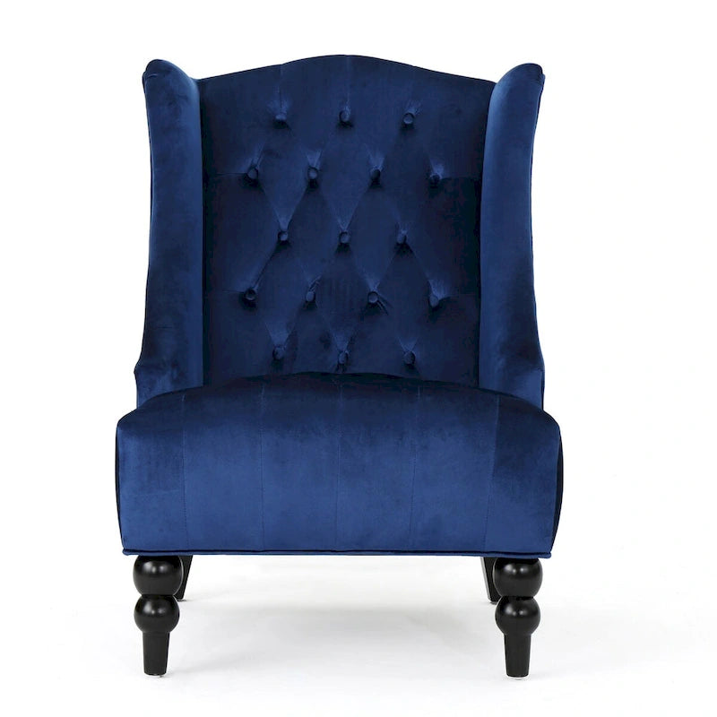 Contemporary Design Upholstered Wingback Chair, Hi-back Club Chair with Wood Legs